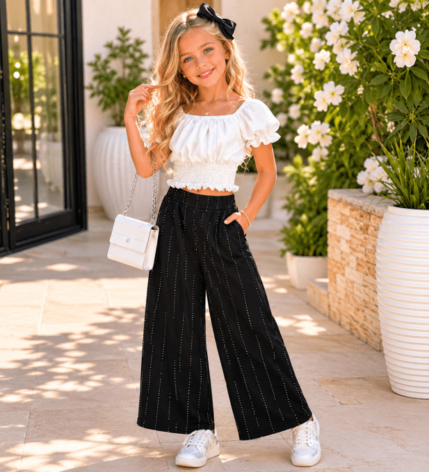 Ensemble Fille Élégance Noir & Blanc 