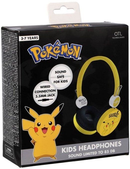 Casque audio pour enfant de 3 à 7 ans, modèle Pokémon avec Pikachu, doté d'une connexion filaire jac