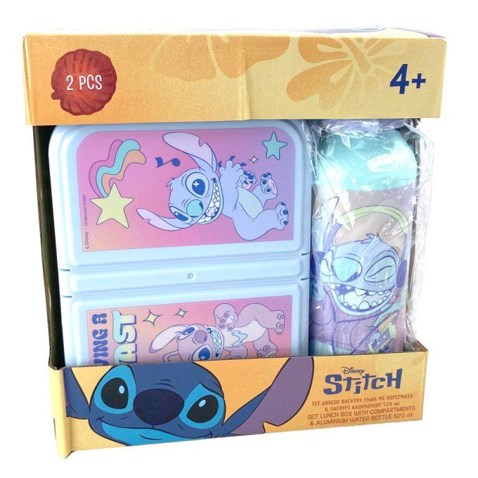 Pack déjeuner Disney Stitch - Boite à goûter & gourde (2 pièces)