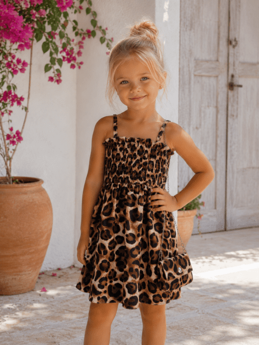 Robe Fille Léopard avec Sac Assorti